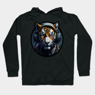 Tiger DJ -Wearing headphones. Hoodie